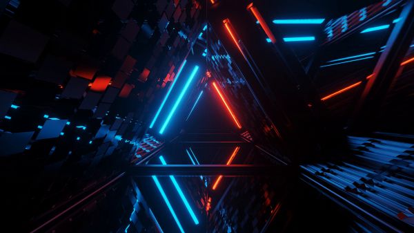 neon, symmetry, abstraction, triangle Wallpaper 3840x2160