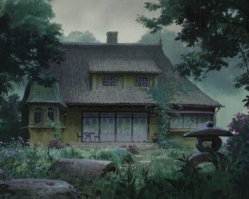 drawing, house in the forest, dark, gloomy Wallpaper 1280x1024