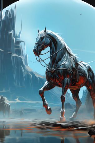 Sci-fi, horse, science fiction Wallpaper 640x960