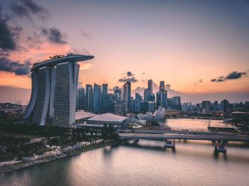Обои 1024x768 Marina Bay Sands, Сингапур, мегаполис