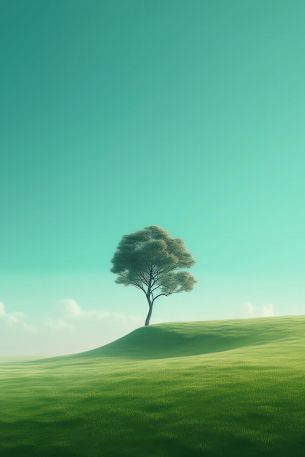 lonely tree, landscape, green Wallpaper 640x960