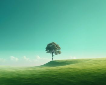 Обои 1280x1024 одинокое дерево, пейзаж, зеленый