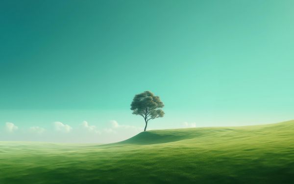 lonely tree, landscape, green Wallpaper 2560x1600