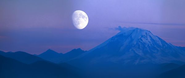 Windows XP wallpaper, moon, mountain, landscape Wallpaper 2560x1080