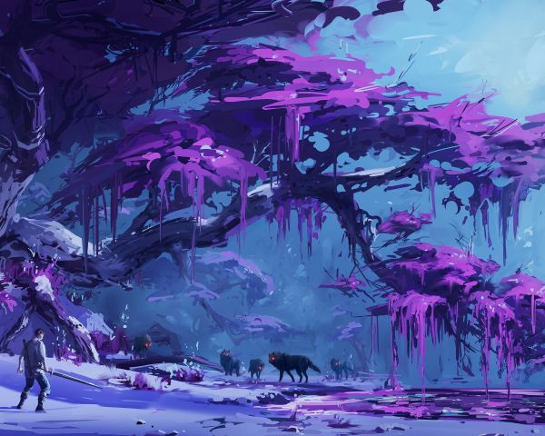 purple, forest, fantasy Wallpaper 1280x1024