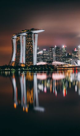 Обои 600x1024 Marina Bay Sands, Сингапур, ночь