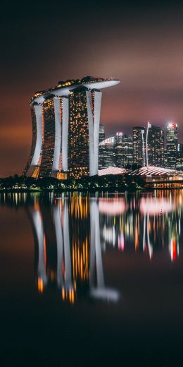 Обои 720x1440 Marina Bay Sands, Сингапур, ночь