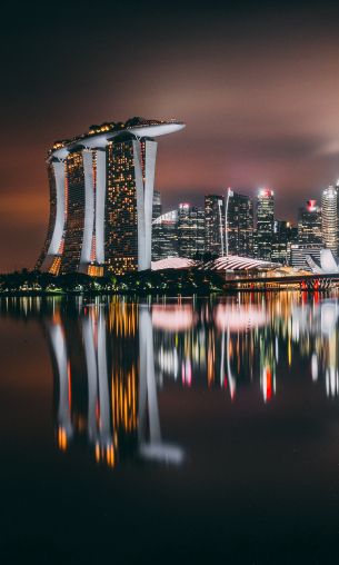 Marina Bay Sands, Singapore, night Wallpaper 1200x2000