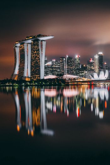 Обои 640x960 Marina Bay Sands, Сингапур, ночь