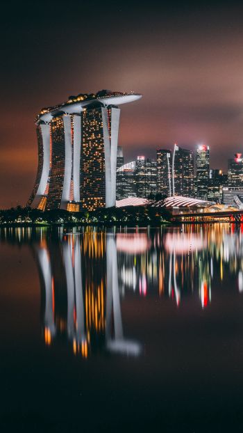 Marina Bay Sands, Singapore, night Wallpaper 1080x1920