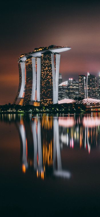 Marina Bay Sands, Singapore, night Wallpaper 1080x2340