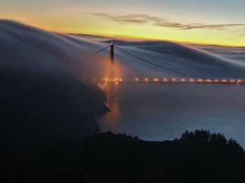 Обои 800x600 туман, Мост Золотые Ворота, Сан-Франциско