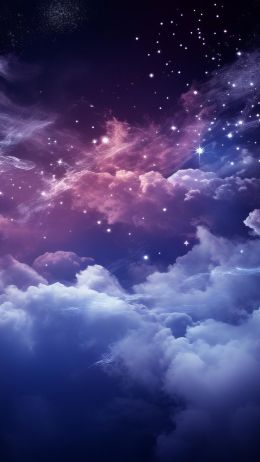 Обои 750x1334 фиолетовый, ночное небо, облака, темный