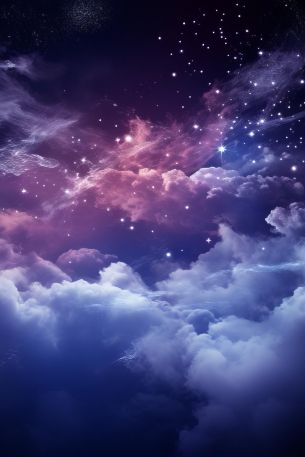 purple, night sky, clouds, dark Wallpaper 640x960