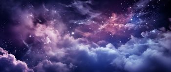 purple, night sky, clouds, dark Wallpaper 2560x1080