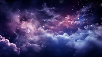 purple, night sky, clouds, dark Wallpaper 1600x900