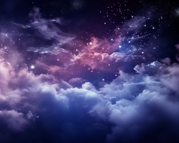 Обои 1280x1024 фиолетовый, ночное небо, облака, темный