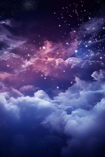 purple, night sky, clouds, dark Wallpaper 640x960
