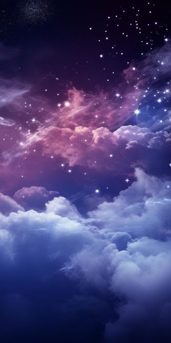 purple, night sky, clouds, dark Wallpaper 720x1440