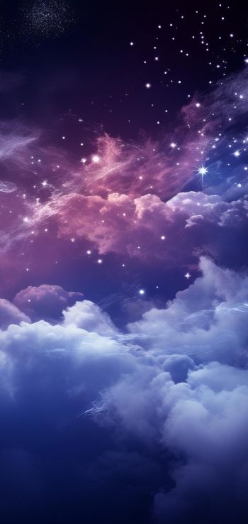 purple, night sky, clouds, dark Wallpaper 720x1520