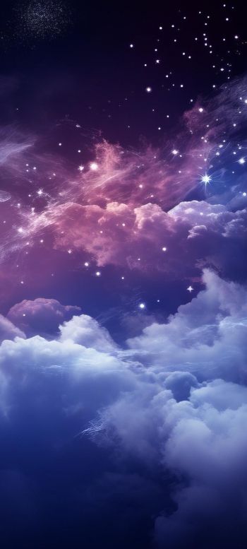 Обои 720x1600 фиолетовый, ночное небо, облака, темный