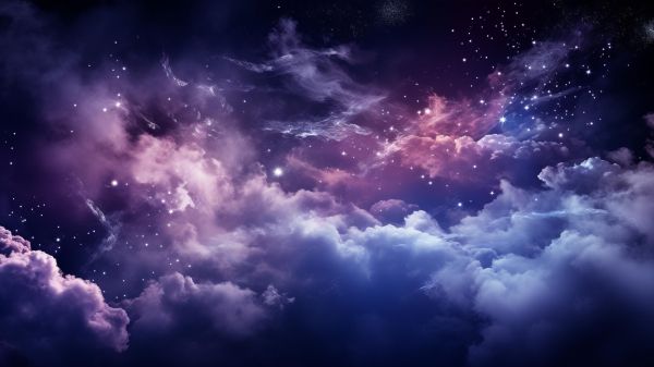 Обои 2048x1152 фиолетовый, ночное небо, облака, темный