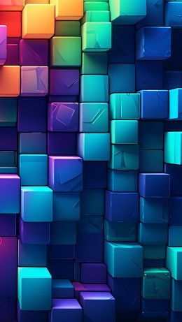 Обои 640x1136 разноцветный, кубы, стена