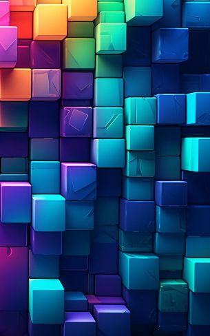 multicolored, cubes, wall Wallpaper 800x1280