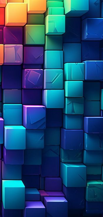 Обои 720x1520 разноцветный, кубы, стена