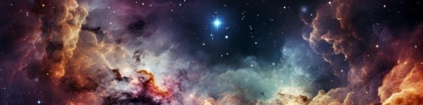 universe, starry sky, nebula Wallpaper 1590x400