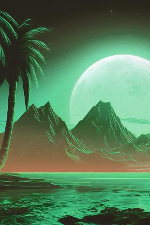 oasis, landscape, green Wallpaper 640x960