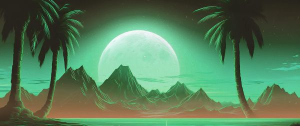 oasis, landscape, green Wallpaper 2560x1080