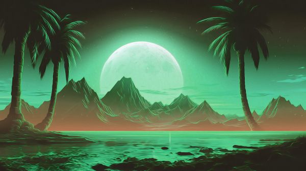 oasis, landscape, green Wallpaper 1600x900