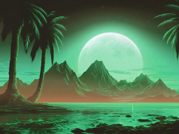 oasis, landscape, green Wallpaper 1024x768