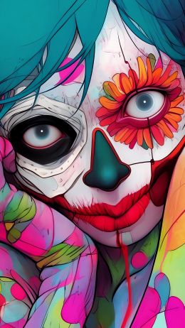 girl, multicolored Wallpaper 720x1280
