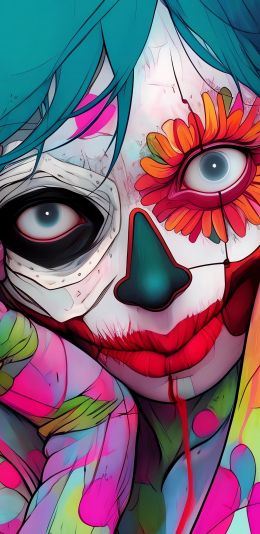 girl, multicolored Wallpaper 1440x2960