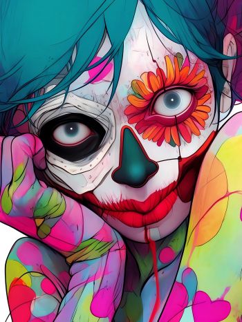 girl, multicolored Wallpaper 1620x2160