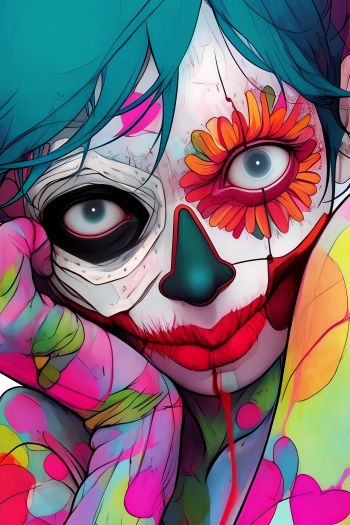 girl, multicolored Wallpaper 640x960
