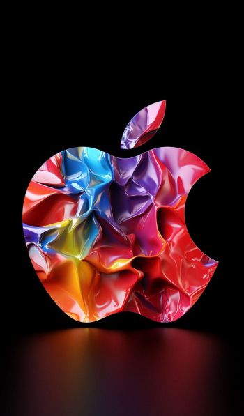 Обои 600x1024 яблоко, логотип Apple, разноцветный
