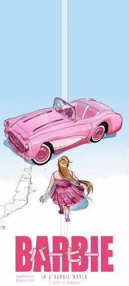 barbie movie, pink, light Wallpaper 2250x5000