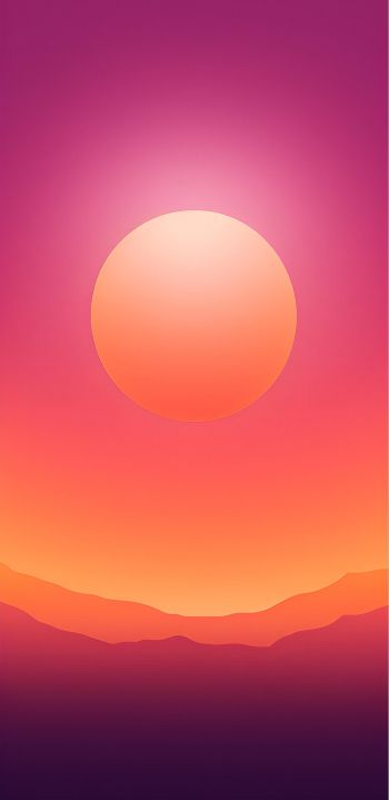 sun, gradient, red Wallpaper 1080x2220