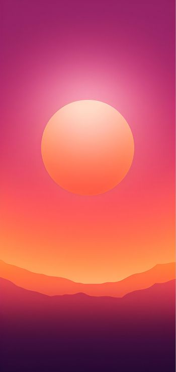 sun, gradient, red Wallpaper 1080x2280