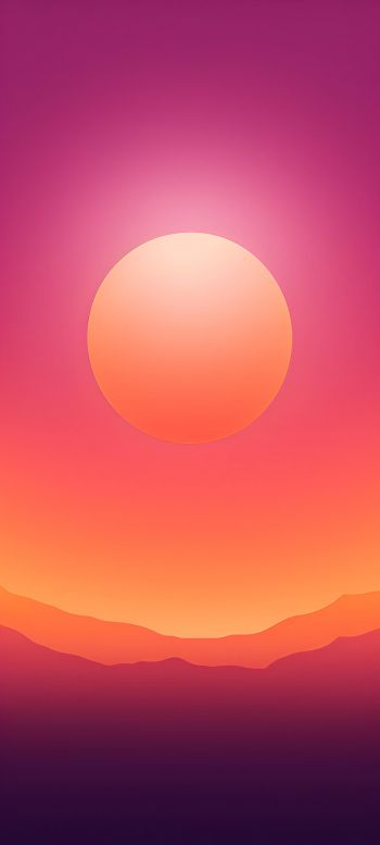 sun, gradient, red Wallpaper 1440x3200
