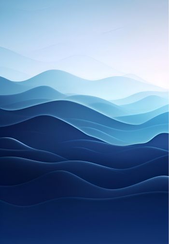 waves, blue, gradient, abstraction Wallpaper 1640x2360