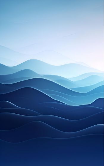 waves, blue, gradient, abstraction Wallpaper 1752x2800