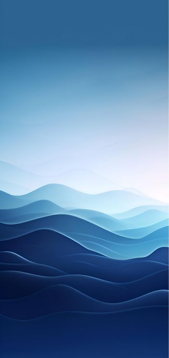 waves, blue, gradient, abstraction Wallpaper 1080x2280