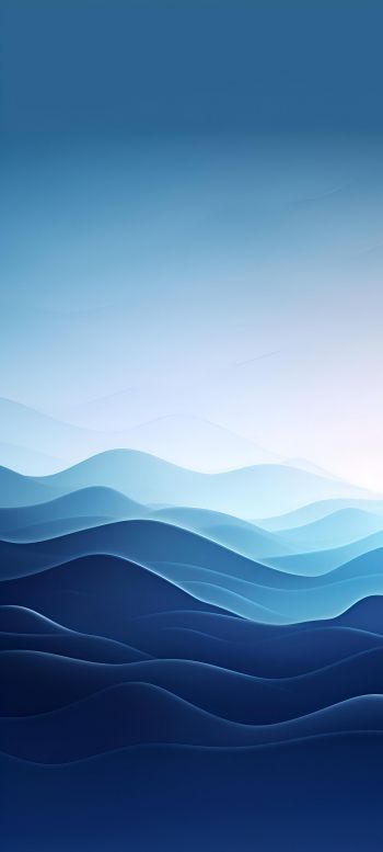 waves, blue, gradient, abstraction Wallpaper 1080x2400