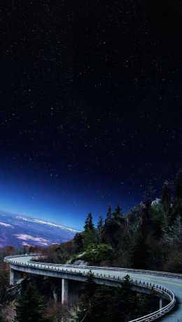 road, starry sky, night Wallpaper 640x1136