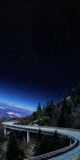 road, starry sky, night Wallpaper 720x1440
