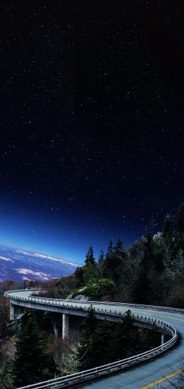 road, starry sky, night Wallpaper 720x1520